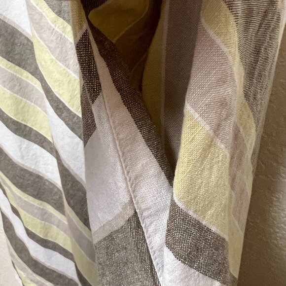 Liz Claiborne Linen Blend Sleeveless Aline Chevron Dress Grey Yellow Womens Med - Picture 6 of 11